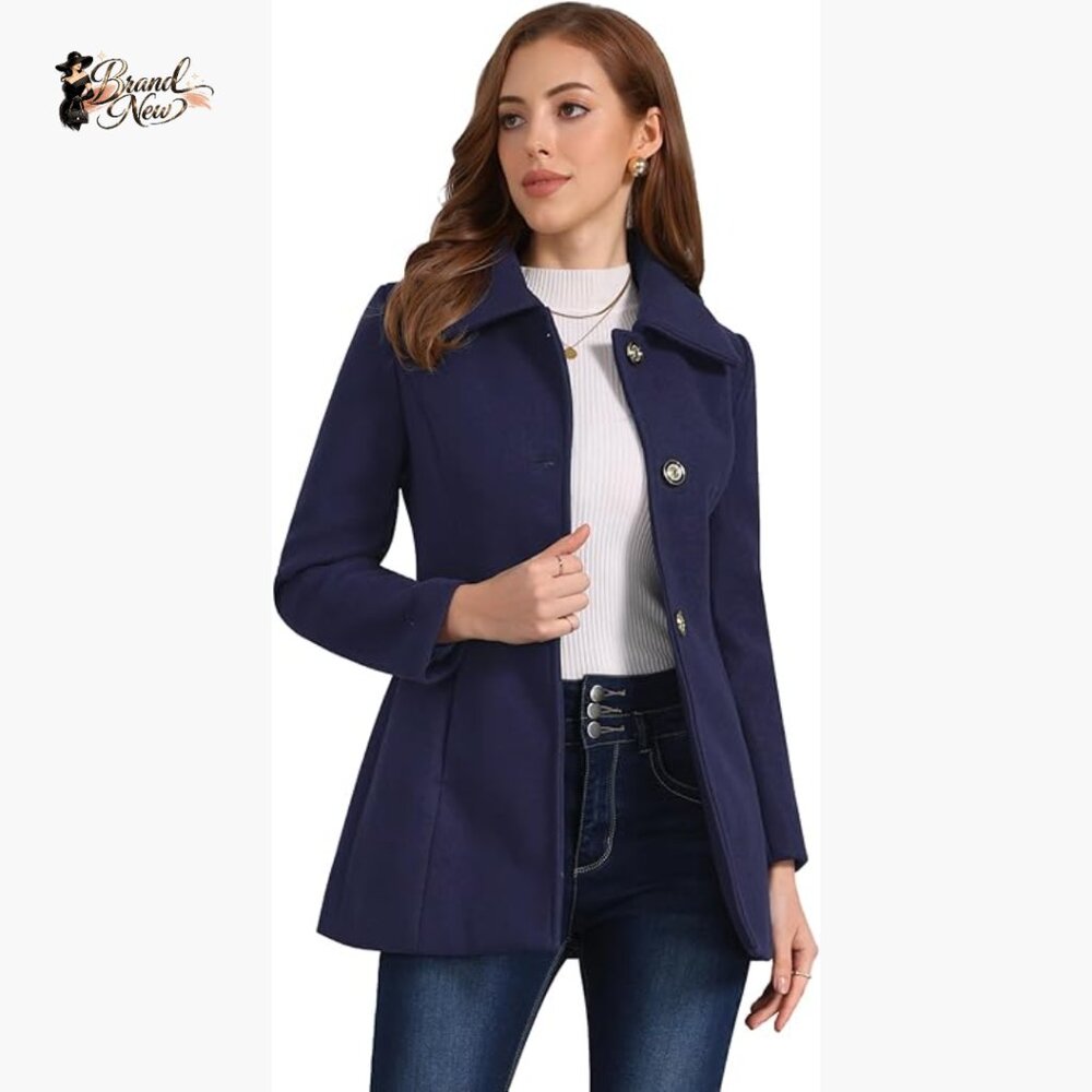 Polyester Fully Lined Overcoat with Turn-Down Col… - image 1